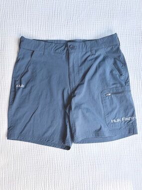 Huk Performance Fishing Shorts Slate Blue 7” Inseam Boating Quick Dry Men’s XL